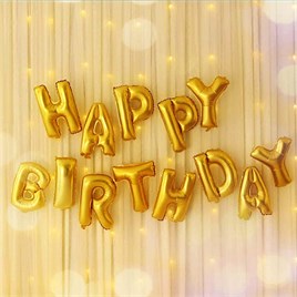 Happy Birthday Harf 13 Parça Gold Altın Renk Folyo Balon Seti