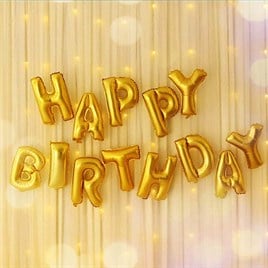 Happy Birthday Harf 13 Parça Gold Altın Renk Folyo Balon Seti