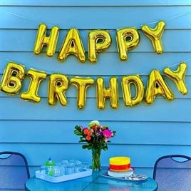 Happy Birthday Harf 13 Parça Gold Altın Renk Folyo Balon Seti