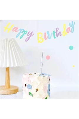Happy Birthday Makaron Kaligrafi Banner