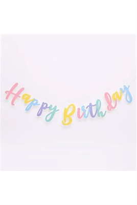 Happy Birthday Makaron Kaligrafi Banner