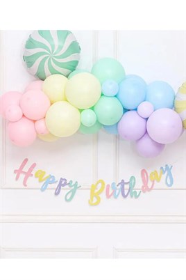 Happy Birthday Makaron Kaligrafi Banner