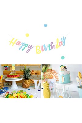 Happy Birthday Makaron Kaligrafi Banner
