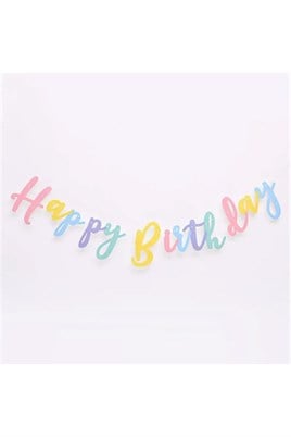 Happy Birthday Makaron Kaligrafi Banner