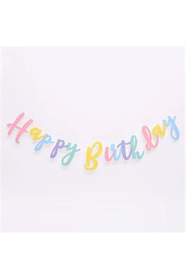 Happy Birthday Makaron Kaligrafi Banner