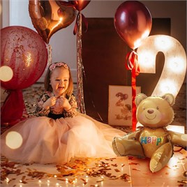 Happy Yazılı Oturan Ayı Folyo Balon 77x70 Cm 