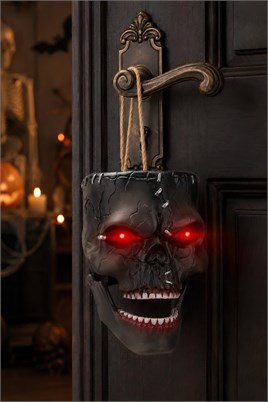 Hareket Sensörlü Işıklı Sesli Kafatası Asma Süsü – Hareketli Çeneli Halloween Cadılar Bayramı Dekoru