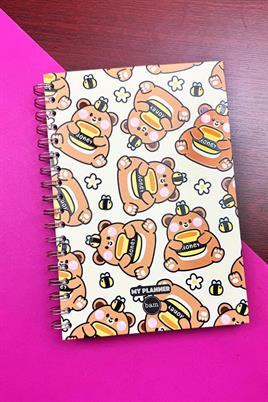 Honey Tasarımlı Spiralli Stickerlı Tarihsiz Konuşan Ajanda Haftalık Planlayıcı