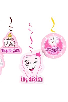 İlk Dişim Pembe 6lı Tavan Süsü