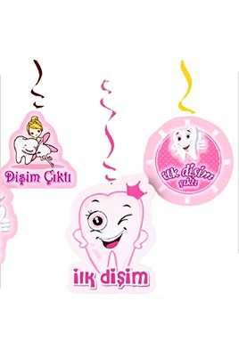 İlk Dişim Pembe 6lı Tavan Süsü