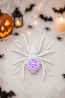Işıklı Beyaz Örümcek Tavan Süsü – Halloween Cadılar Bayramı Parti Dekoru 27,5 x 17 cm