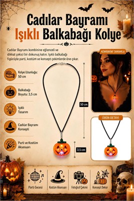 Işıklı Kabak Kolye Halloween Cadılar Bayramı Parti Malzemesi