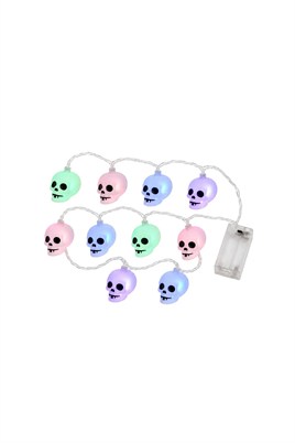 Işıklı Kurukafa 10lu Rgb Led Işık Dizesi Halloween Cadılar Bayramı Parti Malzemesi
