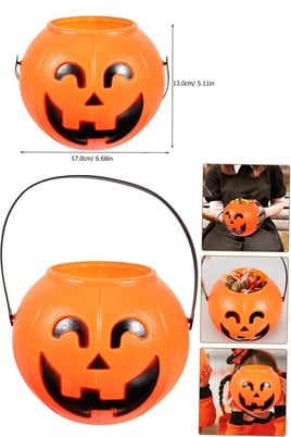 Işıklı Müzikli Balkabağı Şeker Kovası Halloween Cadılar Bayramı Parti Malzemesi