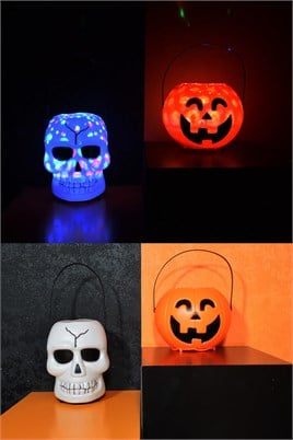 Işıklı Müzikli Balkabağı Şeker Kovası Halloween Cadılar Bayramı Parti Malzemesi