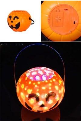 Işıklı Müzikli Balkabağı Şeker Kovası Halloween Cadılar Bayramı Parti Malzemesi