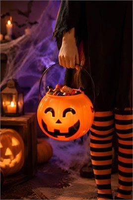 Işıklı Müzikli Balkabağı Şeker Kovası Halloween Cadılar Bayramı Parti Malzemesi