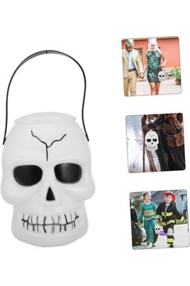 Işıklı Müzikli Kurukafa Şeker Kovası Halloween Cadılar Bayramı Parti Malzemesi