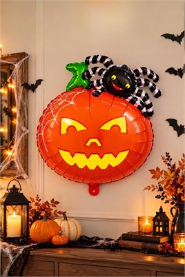 İskelet Happy Halloween Tasarımlı 45x45 Cm Folyo Balon Halloween Cadılar Bayramı Parti Malzemesi