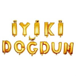 İyi Ki Doğdun 11 Parça Harf Gold Altın Renk Folyo Balon Seti