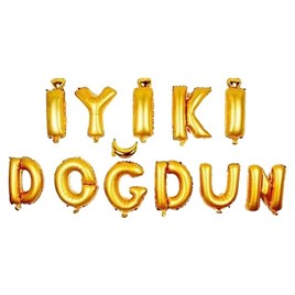 İyi Ki Doğdun 11 Parça Harf Gold Altın Renk Folyo Balon Seti