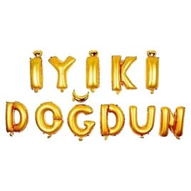 İyi Ki Doğdun 11 Parça Harf Gold Altın Renk Folyo Balon Seti