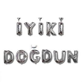 İyi Ki Doğdun 11 Parça Harf Gümüş Renk Folyo Balon Seti