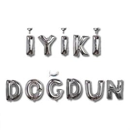 İyi Ki Doğdun 11 Parça Harf Gümüş Renk Folyo Balon Seti