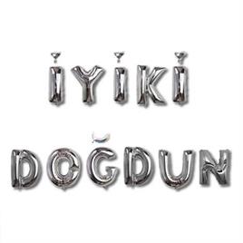 İyi Ki Doğdun 11 Parça Harf Gümüş Renk Folyo Balon Seti