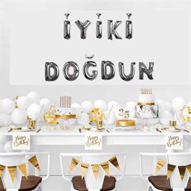 İyi Ki Doğdun 11 Parça Harf Gümüş Renk Folyo Balon Seti