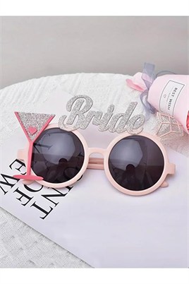 Kadeh Figürlü Parti Gözlüğü Bride To Be Yazılı Bekarlığa Veda Partisi Gözlük Pembe