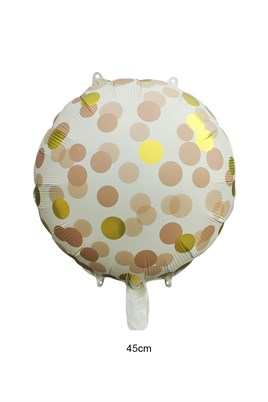 Kahverengi Gold Puantiyeli Yuvarlak Folyo Balon 45 Cm 