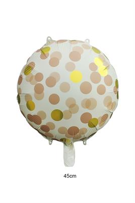 Kahverengi Gold Puantiyeli Yuvarlak Folyo Balon 45 Cm 