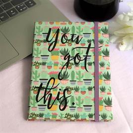 Kaktüs You Got This Tasarımlı Lastikli Çizgisiz Defter