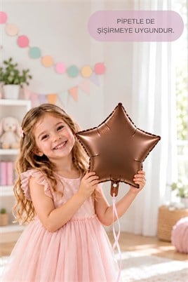 Karamel Yıldız Folyo Balon 45 cm - Bebek Çocuk Parti Kutlama