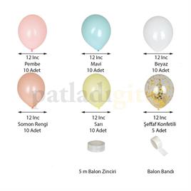 Karışık Makaron, Gold Konfetili Balon Zinciri Seti Konsept 7
