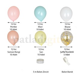 Karışık Makaron, Gold Konfetili Balon Zinciri Seti Konsept 7