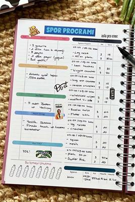 Kedi Noodle Tasarımlı Spiralli Stickerlı Tarihsiz Konuşan Ajanda Haftalık Planlayıcı Defter