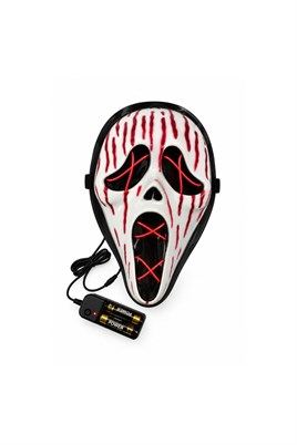 Kırmızı Neon Işıklı Çığlık Maskesi – Cadılar Bayramı Halloween Korku Maskesi