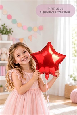 Kırmızı Yıldız Folyo Balon 45 cm - Bebek Çocuk Parti Kutlama
