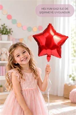 Kırmızı Yıldız Folyo Balon 45 cm - Bebek Çocuk Parti Kutlama