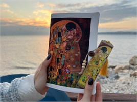 Kitap Kılıfı Ve Metal Ayraç- Gustav Klimt Öpücük 