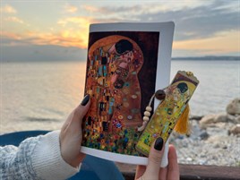 Kitap Kılıfı Ve Metal Ayraç- Gustav Klimt Öpücük 