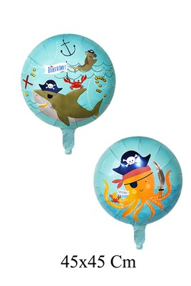 Köpek Balığı ve Ahtapot Balon 45X45 Cm Korsan Temalı Folyo Balon Set