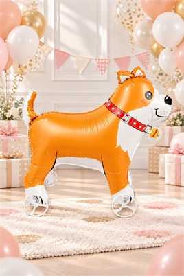Köpek Temalı Tekerlekli Folyo Yürüyen Balon – Sevimli Köpek Balon 49x60 cm