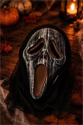 Korku Çığlık Maskesi – Siyah Beyaz Halloween Cadılar Bayramı Kostüm Maskesi