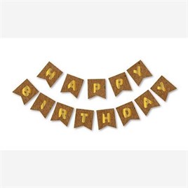 Kraft Zemin Happy Birthday Gold Banner