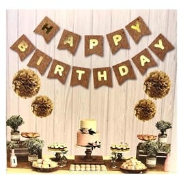 Kraft Zemin Happy Birthday Gold Banner