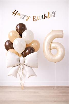 Krem Fiyonk 6 Yaş Doğum Günü Balon Seti