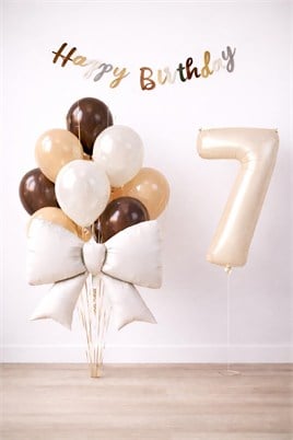 Krem Fiyonk 7 Yaş Doğum Günü Balon Seti